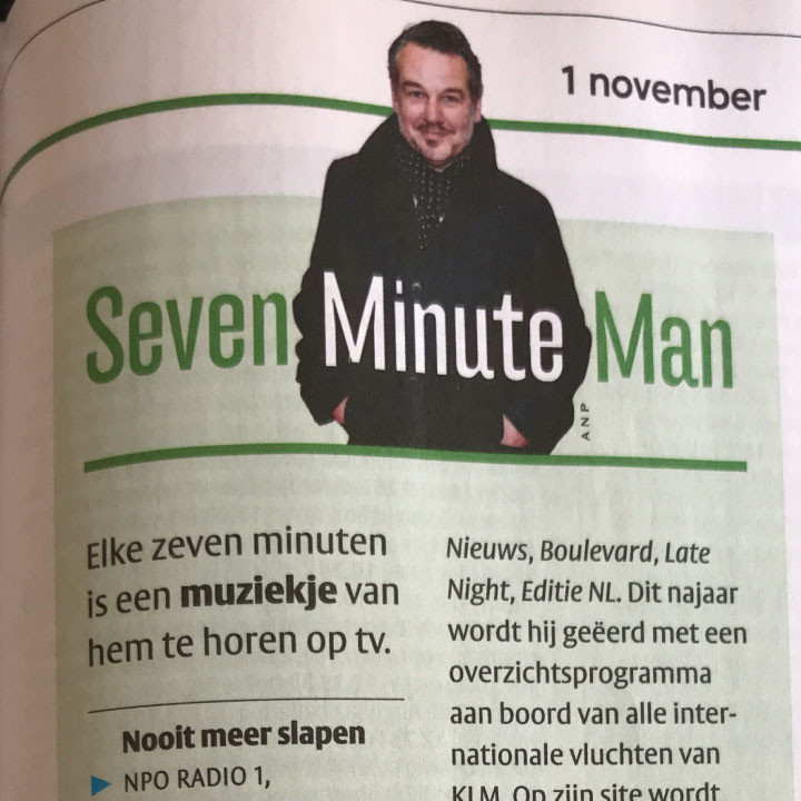 Elke zeven minuten is een muziekje van hem te horen op tv (Dutch)